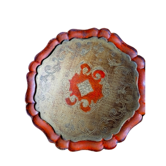 Vintage Italian Tole Tray orange & gilded